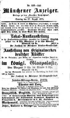 Münchener Anzeiger (Münchner neueste Nachrichten) Sonntag 27. August 1871