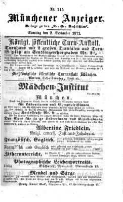 Münchener Anzeiger (Münchner neueste Nachrichten) Samstag 2. September 1871