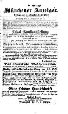 Münchener Anzeiger (Münchner neueste Nachrichten) Sonntag 3. September 1871