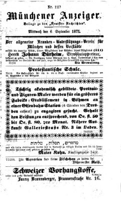 Münchener Anzeiger (Münchner neueste Nachrichten) Mittwoch 6. September 1871