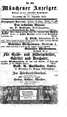 Münchener Anzeiger (Münchner neueste Nachrichten) Donnerstag 21. September 1871