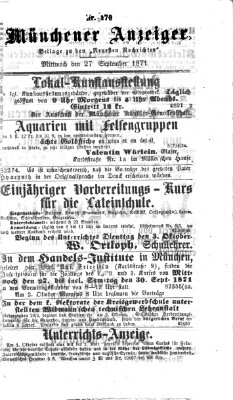 Münchener Anzeiger (Münchner neueste Nachrichten) Mittwoch 27. September 1871