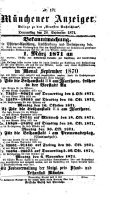 Münchener Anzeiger (Münchner neueste Nachrichten) Donnerstag 28. September 1871