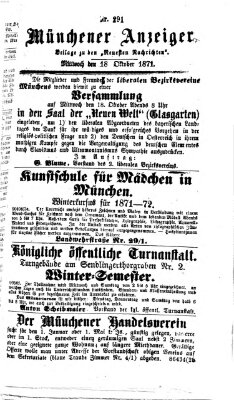 Münchener Anzeiger (Münchner neueste Nachrichten) Mittwoch 18. Oktober 1871