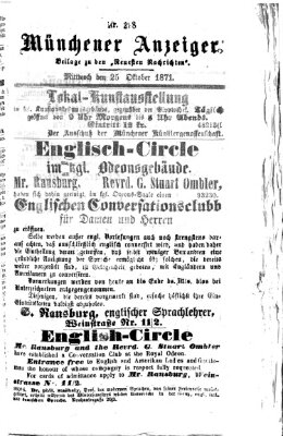 Münchener Anzeiger (Münchner neueste Nachrichten) Mittwoch 25. Oktober 1871