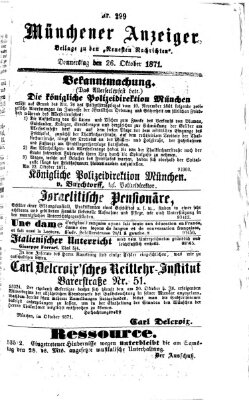 Münchener Anzeiger (Münchner neueste Nachrichten) Donnerstag 26. Oktober 1871