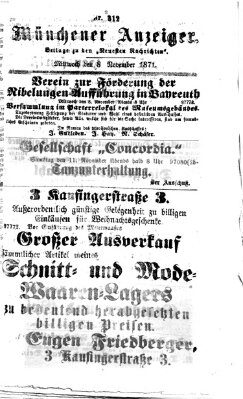 Münchener Anzeiger (Münchner neueste Nachrichten) Mittwoch 8. November 1871