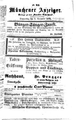 Münchener Anzeiger (Münchner neueste Nachrichten) Donnerstag 9. November 1871