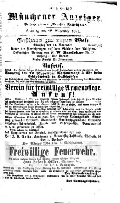 Münchener Anzeiger (Münchner neueste Nachrichten) Sonntag 12. November 1871