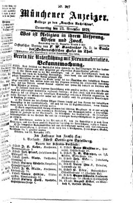 Münchener Anzeiger (Münchner neueste Nachrichten) Donnerstag 23. November 1871