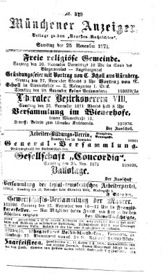 Münchener Anzeiger (Münchner neueste Nachrichten) Samstag 25. November 1871