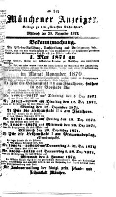 Münchener Anzeiger (Münchner neueste Nachrichten) Mittwoch 29. November 1871