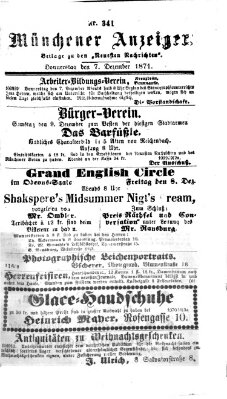 Münchener Anzeiger (Münchner neueste Nachrichten) Donnerstag 7. Dezember 1871