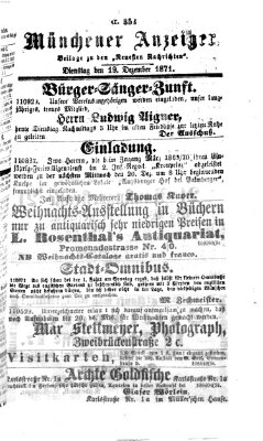 Münchener Anzeiger (Münchner neueste Nachrichten) Dienstag 19. Dezember 1871