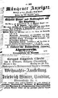 Münchener Anzeiger (Münchner neueste Nachrichten) Freitag 22. Dezember 1871