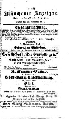 Münchener Anzeiger (Münchner neueste Nachrichten) Freitag 29. Dezember 1871