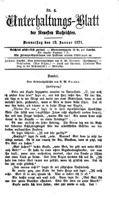 Neueste Nachrichten aus dem Gebiete der Politik. Unterhaltungs-Blatt der Neuesten Nachrichten (Münchner neueste Nachrichten) Donnerstag 19. Januar 1871