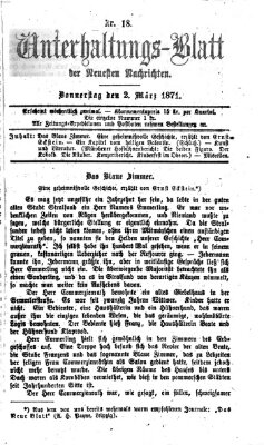 Neueste Nachrichten aus dem Gebiete der Politik. Unterhaltungs-Blatt der Neuesten Nachrichten (Münchner neueste Nachrichten) Donnerstag 2. März 1871