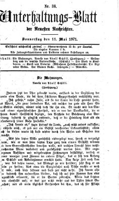 Neueste Nachrichten aus dem Gebiete der Politik. Unterhaltungs-Blatt der Neuesten Nachrichten (Münchner neueste Nachrichten) Donnerstag 11. Mai 1871