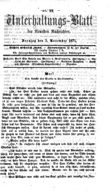 Neueste Nachrichten aus dem Gebiete der Politik. Unterhaltungs-Blatt der Neuesten Nachrichten (Münchner neueste Nachrichten) Sonntag 5. November 1871