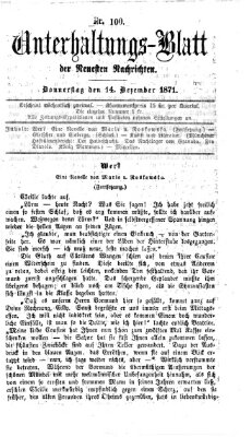 Neueste Nachrichten aus dem Gebiete der Politik. Unterhaltungs-Blatt der Neuesten Nachrichten (Münchner neueste Nachrichten) Donnerstag 14. Dezember 1871