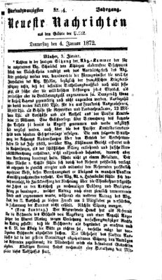 Neueste Nachrichten aus dem Gebiete der Politik (Münchner neueste Nachrichten) Donnerstag 4. Januar 1872