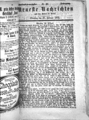 Neueste Nachrichten aus dem Gebiete der Politik (Münchner neueste Nachrichten) Dienstag 27. Februar 1872