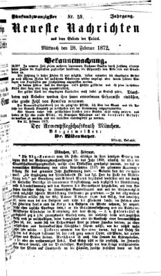 Neueste Nachrichten aus dem Gebiete der Politik (Münchner neueste Nachrichten) Mittwoch 28. Februar 1872