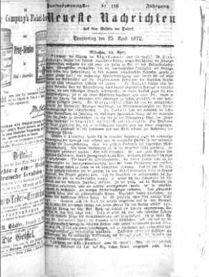 Neueste Nachrichten aus dem Gebiete der Politik (Münchner neueste Nachrichten) Donnerstag 25. April 1872