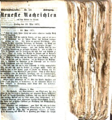 Neueste Nachrichten aus dem Gebiete der Politik (Münchner neueste Nachrichten) Freitag 10. Mai 1872