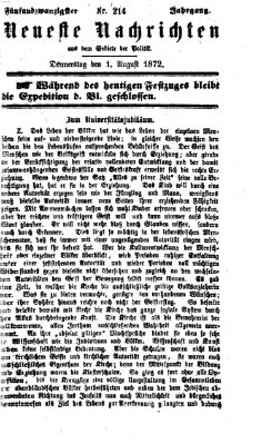 Neueste Nachrichten aus dem Gebiete der Politik (Münchner neueste Nachrichten) Donnerstag 1. August 1872