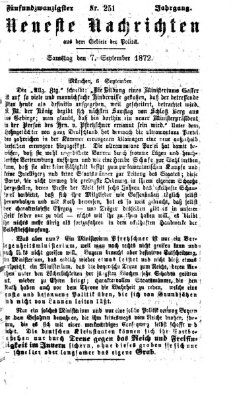 Neueste Nachrichten aus dem Gebiete der Politik (Münchner neueste Nachrichten) Samstag 7. September 1872