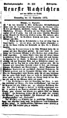 Neueste Nachrichten aus dem Gebiete der Politik (Münchner neueste Nachrichten) Donnerstag 12. September 1872