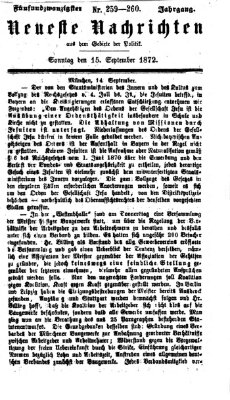 Neueste Nachrichten aus dem Gebiete der Politik (Münchner neueste Nachrichten) Sonntag 15. September 1872