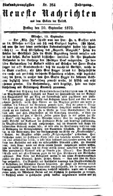 Neueste Nachrichten aus dem Gebiete der Politik (Münchner neueste Nachrichten) Freitag 20. September 1872