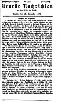 Neueste Nachrichten aus dem Gebiete der Politik (Münchner neueste Nachrichten) Samstag 21. September 1872