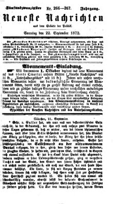 Neueste Nachrichten aus dem Gebiete der Politik (Münchner neueste Nachrichten) Sonntag 22. September 1872