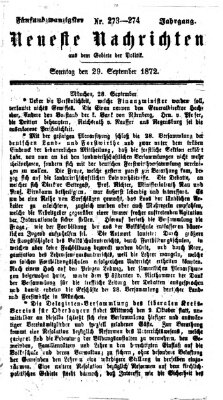 Neueste Nachrichten aus dem Gebiete der Politik (Münchner neueste Nachrichten) Sonntag 29. September 1872