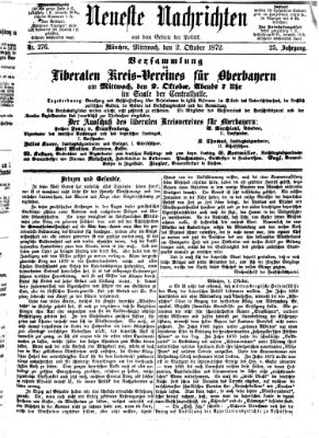 Neueste Nachrichten aus dem Gebiete der Politik (Münchner neueste Nachrichten) Mittwoch 2. Oktober 1872