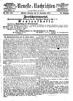 Neueste Nachrichten aus dem Gebiete der Politik (Münchner neueste Nachrichten) Sonntag 24. November 1872