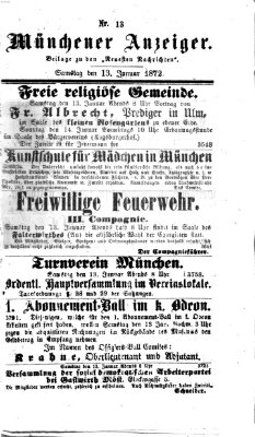 Münchener Anzeiger (Münchner neueste Nachrichten) Samstag 13. Januar 1872