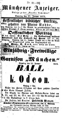 Münchener Anzeiger (Münchner neueste Nachrichten) Sonntag 21. Januar 1872