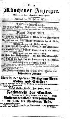 Münchener Anzeiger (Münchner neueste Nachrichten) Mittwoch 28. Februar 1872