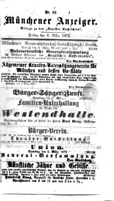 Münchener Anzeiger (Münchner neueste Nachrichten) Freitag 8. März 1872