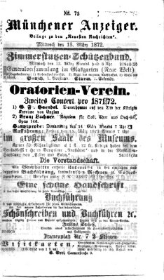 Münchener Anzeiger (Münchner neueste Nachrichten) Mittwoch 13. März 1872