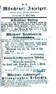 Münchener Anzeiger (Münchner neueste Nachrichten) Dienstag 19. März 1872