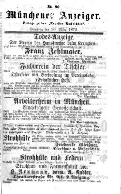 Münchener Anzeiger (Münchner neueste Nachrichten) Samstag 30. März 1872