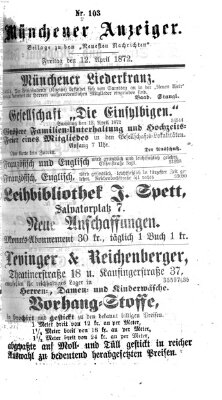 Münchener Anzeiger (Münchner neueste Nachrichten) Freitag 12. April 1872