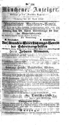 Münchener Anzeiger (Münchner neueste Nachrichten) Dienstag 23. April 1872