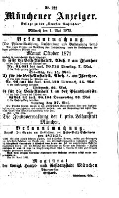 Münchener Anzeiger (Münchner neueste Nachrichten) Mittwoch 1. Mai 1872